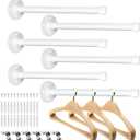 6 PCS Industrial Pipe Clothes Bar 12 Inch - Pipe Clothing Rack Wall Mount - Face Out Closet Rods for Hanging Clothes Commercial Retail Boutique Laundry Shirt Display - White