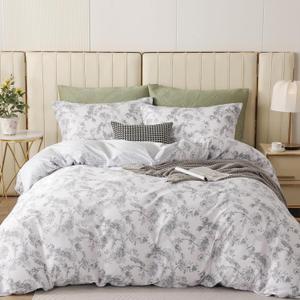OAITE Duvet Cover Set,100% Cotton Comforter Cover with Leaf Pattern Duvet Cover Set,Soft Bedding Set Includes with 3 Piece (2 Pillow Shams,1 Duvet Cover)