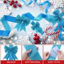 Ganeen 7 Pieces Christmas Cabinet Door Ribbon Bow Large Christmas Festive Ribbons Cabinet Bows Xmas Tree Wreath Bow (Blue)