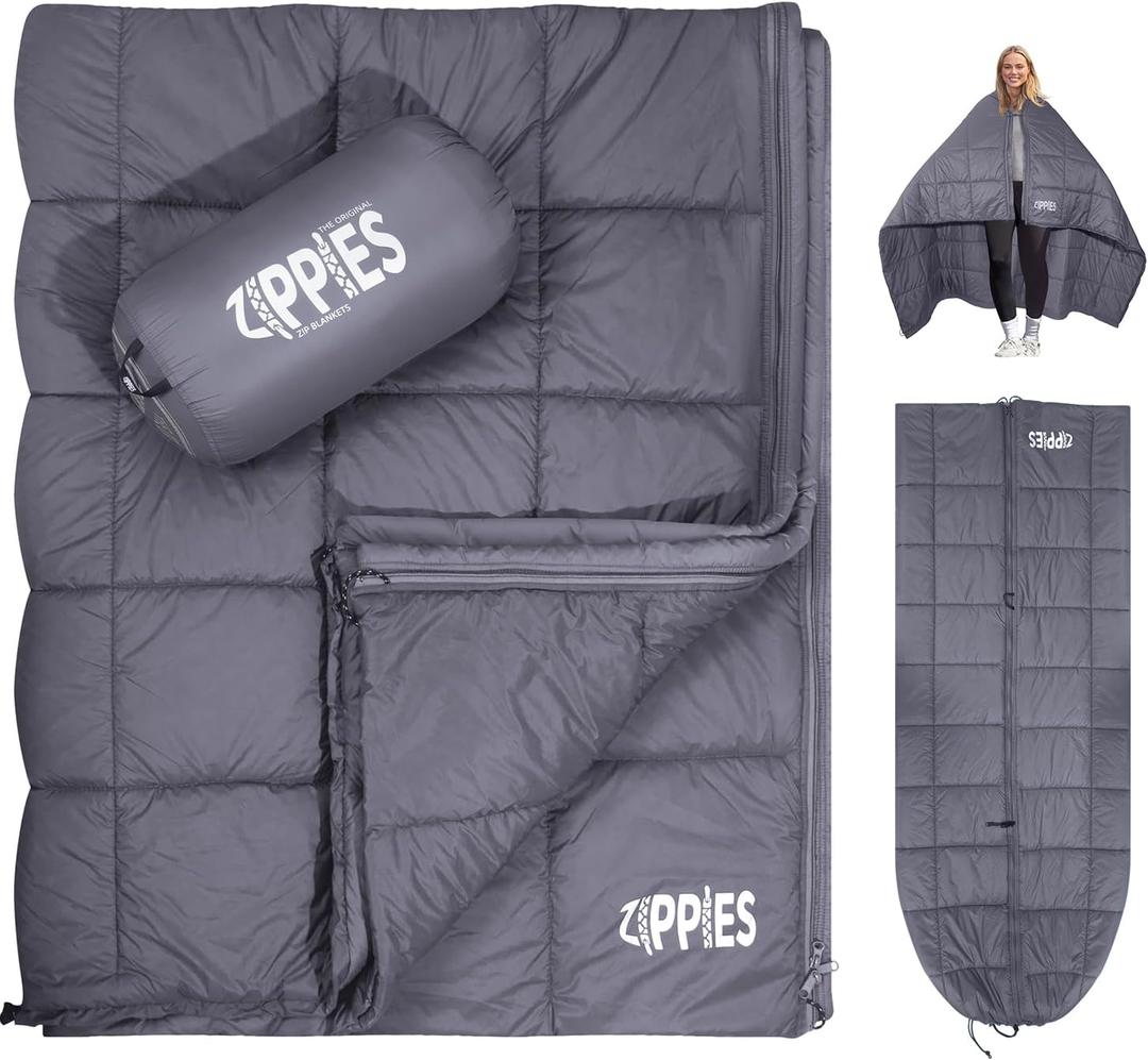 3M Thinsulate Insulation Puffy Camping Blanket for Cold Weather, Queen Size Warm Camping Quilt with Zipper, Waterproof Outdoor Sleeping Bag for Hammock, Cozy & Versatile Gift for Men and Women (Dark Grey)