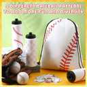 12 x 12 Pcs Baseball Party Favors Team Gifts Set 6 Baseball Water Bottle 6 Baseballs Drawstring Bag and 50 Sticker 20 Oz Reusable Squeeze Bottle Bulk Goodie Bag for Party Supplies Gift Sport Event Bike