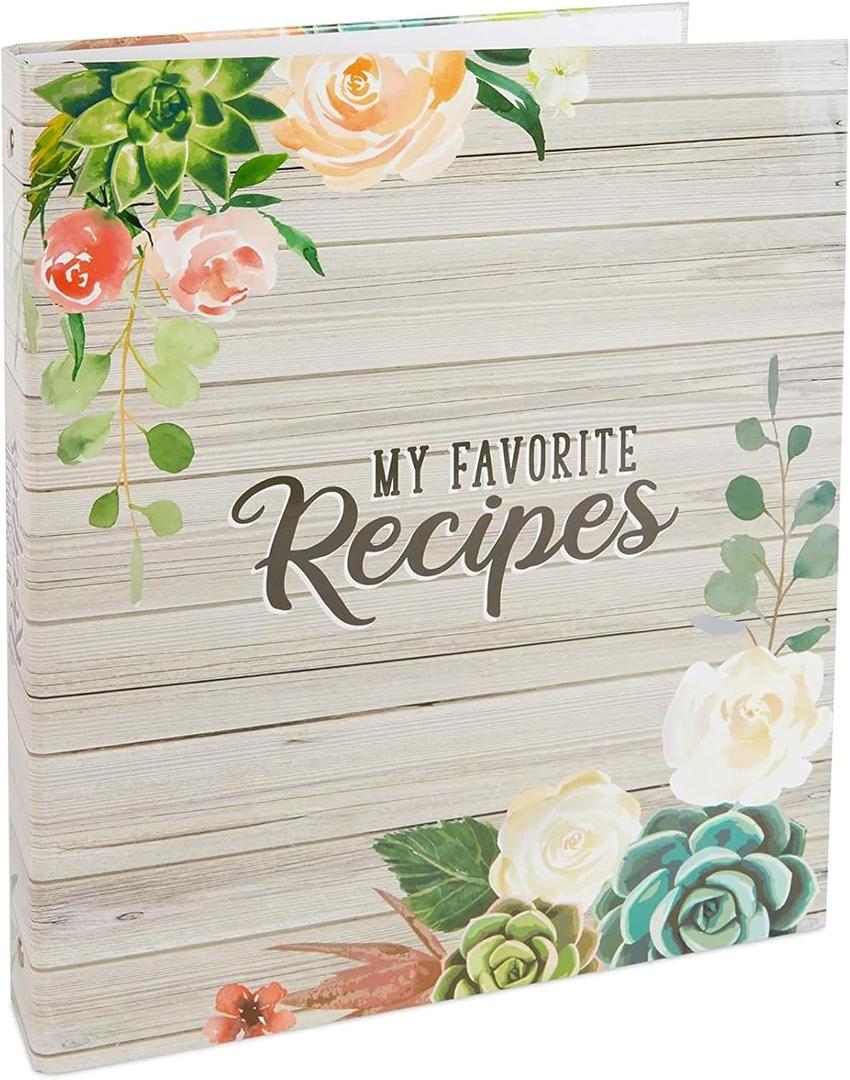 Paper Junkie 3 Ring Binder for Recipes with 12 Divider Tabs, 2-Sided Pocket, and 2 Sets of Sticker Sheets (10 x 11.5 in) - Cookbook Binder