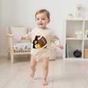 Kuriozud Newborn Baby Boy Girl Football Outfit Game Day Sweatshirt Romper Bubble Romper Top Infant Fall Winter Clohtes Football Eagle Beige, 12-18 Months (Beige)