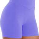 Sunzel Hidden Butt Lifting Scrunch Biker Shorts for Women Crossover High Waist Yoga Gym Workout Shorts with Tummy Control (Medium, Periwinkle)