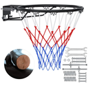 Basketball Rim, 18" Replacement Wall Mounted Outdoor Basketball Hoop, Heavy Duty Solid Steel, Double Spring Basketball Hoop Rim with All Weather Net for Indoor and Outdoor Hanging