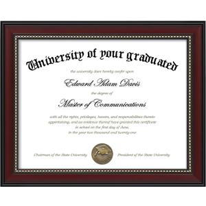 upsimples 8.5x11 Diploma Certificate Frame with High Definition Glass, Degree Document Frame for Wall and Tabletop, Mahogany with Gold Beads, 1 Pack