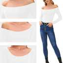 Off The Shoulder Tops for Women Sexy Long Sleeve T Shirts Slim Fitted Tee Going Out Tops Casual 2025 (White, XL)