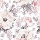 Vintage Floral Peel and Stick Wallpaper Self Adhesive Removable Watercolor Floral Wallpaper Vinyl Peony Flower Contact Paper for Decorative Bedroom Bathroom Home Wall (17.7"x236.2") (Pink/Grey)