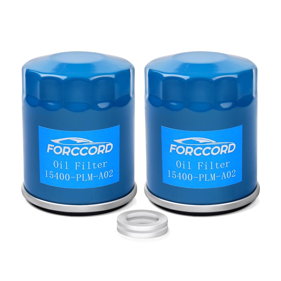 Forccord 2-PACK Engine Oil Filter Compatible with Honda Accord, Civic, CR-V, Element, Fit, HR-V, Odyssey, Passport, Pilot, Ridgeline, 2008-2023 OE# 15400-PLM-A02 94109-14000 Replacement Accessories