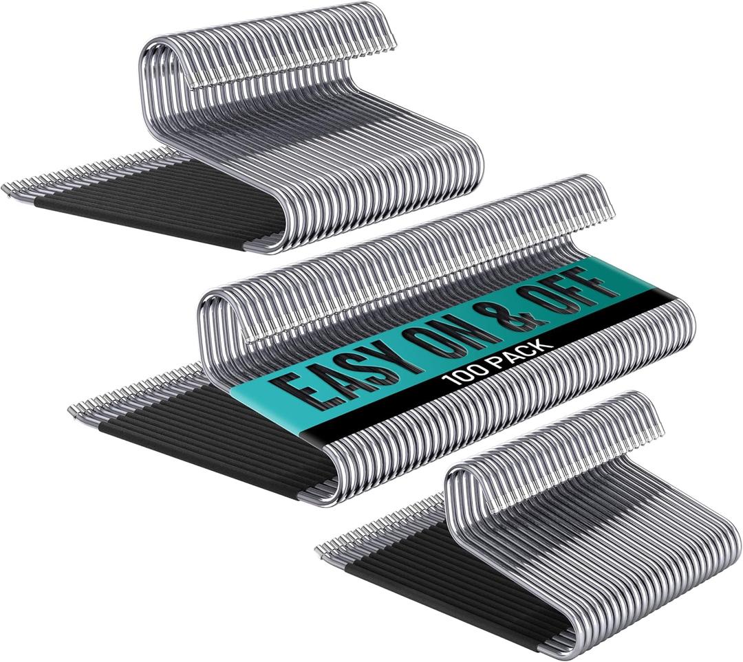 Set of 100 Stainless Steel Non-Slip Open-Ended Pant Hangers Durable Trouser Organizer