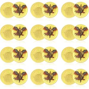 The Archangel Michael Watches Over Us Challenge Coin,1/6/12/24Pcs Challenge Coin with Psalm 91:10-11, Religious Collectible Coin for Military, Police, Christian Gifts