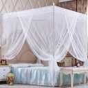 4 Corners Princess Bed Curtain Canopy Canopies for Girls Boys Adults Bed Gift (Twin, White)