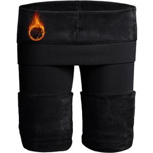 NORMOV Winter Warm Fleece Lined Leggings Women,Thick Thermal Velvet Tights (Medium-Large, Black)