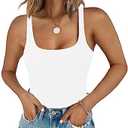 Chunpin Women's Square Neck Sleeveless Bodysuit Tank Tops Thong Bodysuits Outfits, L