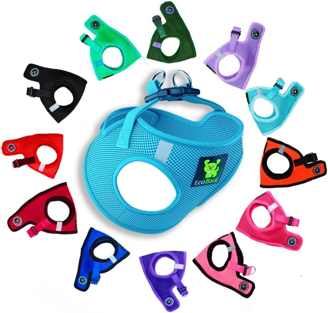 EcoBark Step in Dog Harness - Teacup Dog Harness for XXXS, XXS, XS and Small Dogs - Soft Mesh Puppy Harness - Toy Breed Mini Body Halter Vest - Reflective and Adjustable- 3XS (Baby Blue, XXXS) (XXXS- 2 to 3 lbs- Chest up to 10 in (Pack of 1))