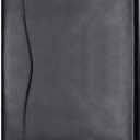 Leather Portfolio Folder Padfolio, Business Padfolio Organizer Document Planner Portfolio Binder Storage Pocket for Legal Pad Holder Paperwork Phone Men Women (Black)
