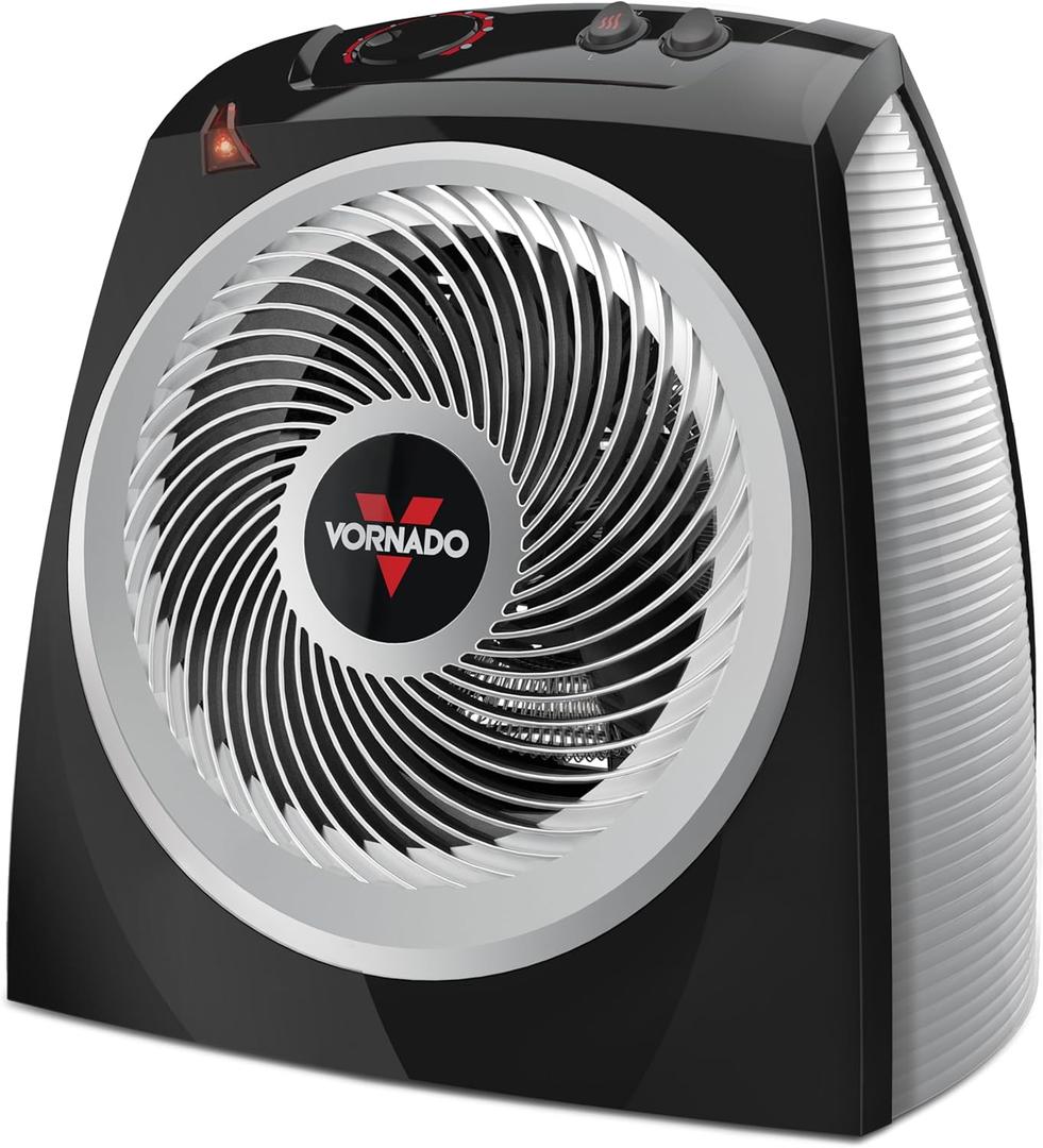 Vornado VH10 (2025) Space Heater for Indoor Use, Adjustable Thermostat, 2 Heat Settings, Advanced Safety Features, Integrated Carry Handle, Large Heater for Bedroom and Living Room, Quiet, Black