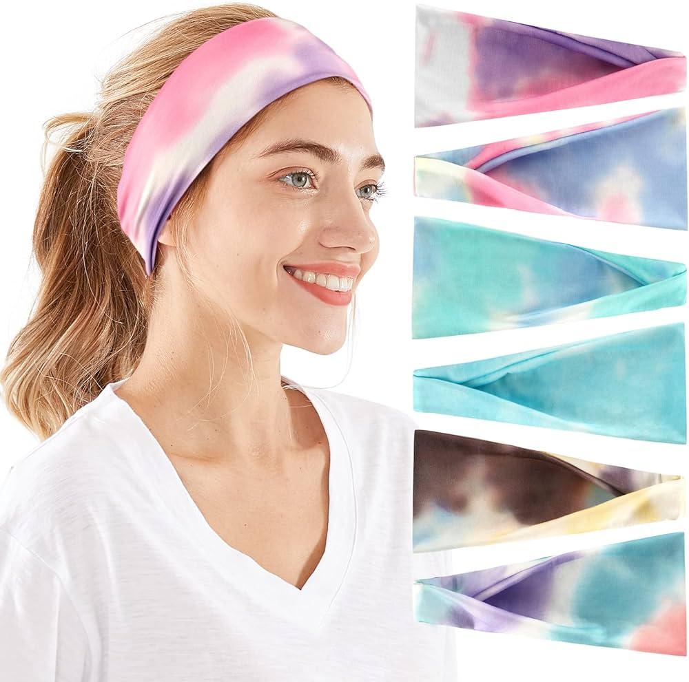 OFFTESTY 6 Pack Headbands for Women Non Slip Boho Womens Headbands, Stretchy Sweatbands Yoga Workout Sport Running Hair Bands for Women's Hair