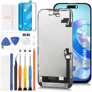 Olivechard for iPhone 16 LCD Screen Replacement [Similar Size Notch+Sensor Cable,incell] 3D Touch LCD Display 6.1" Touch Digitizer Screen Assembly A3287 A3081 A3286 A3288 with Repair Tools