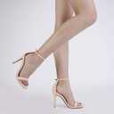 DREAM PAIRS Women's High Heels Flower Ankle Strap Stilettos Round Open Toe Dressy Sexy Sandals (Beige, XS)