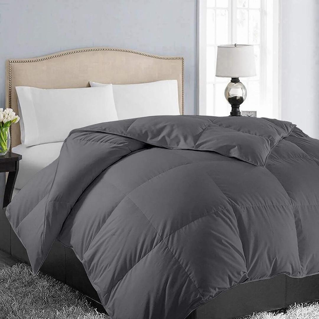 EASELAND All Season Queen Size Soft Quilted Down Alternative Comforter Reversible Duvet Insert with Corner Tabs,Winter Summer Warm Fluffy,Dark Grey,88x88 inches (Queen, Dark Grey)