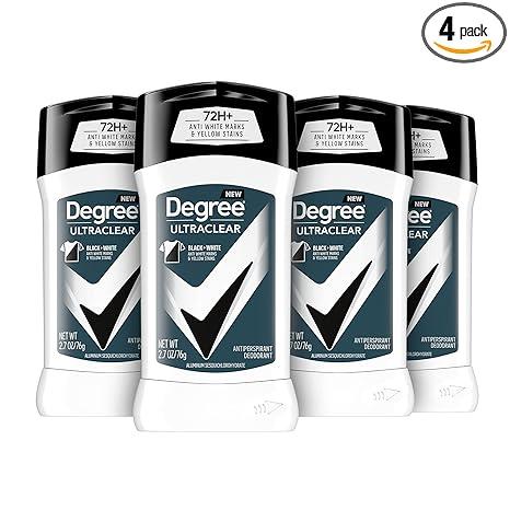 Degree Men UltraClear Antiperspirant Deodorant Black + White 72-Hour Sweat & Odor Protection Antiperspirant For Men With MotionSense Technology 2.7 Ounce (Pack of 4)