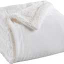Great Bay Home Sherpa Fleece and Velvet Plush King Throw Blanket Optic White, Thick Blanket for Chair, Sofa, or Bed. Warm, Reversible, Soft Fleece Throw Blanket. Kinsley Collection, Optic White