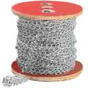 AIHSUMC 150ft Jack Chain, Galvanized Steel Link Chain with Spool Strong Heavy Coil Chain Hanging Chain Metal Light Fixture Chain for Feeders, Overhead Lights, Flowerpots, Pet Towing, 1.4mm