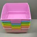6 Pack Picture Book Bin with Dividers Classroom Library Book Bin Large Plastic Books Holders with Labels for Classroom Library Magazines Storage Organizer 13.5 x 13.5 x 7.75 in(Candy)