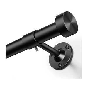 YaFex Heavy Duty Curtain Rods 32-150 Inch, 1 Inch Adjustable Black Curtain Rod for Windows, Extra Long Window Treatment Rods with Aluminium Finials, Easy Installation