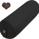 FelizMax Organic Buckwheat Bolster (24x9 in) Supportive Yoga Cushion for Restorative Yoga Accessories, Meditation, Reading & Floor Pillow - Large Round Cylinder (Black)