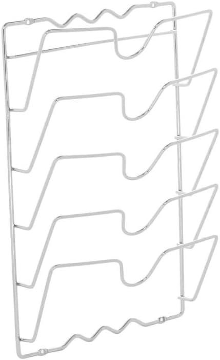 Jiallo Wall Door Mounted Pot Lid Rack With Chrome Finish WU1071 (11" x 17" x 4"), 12 Pieces