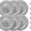 13 Inch Round Elegant Serve ware Charger Plates with Matching Napkin Rings, Wedding, Dinner party, Event - Choose from our Variety of Styles and Quantities (6)