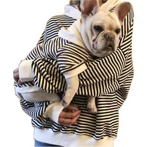 Matching Dog and Owner Clothes Separately Sold,Striped Mom Dad Dog Hoodie for Small Dogs Cats,Puppy Sweatshirt Fall Winter (Black,Owner S)