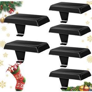 Stocking Holders for Mantle Set of 6, Metal Christmas Stocking Holder, Weighted Stocking Hangers with Non-Slip Protective Pad, Mantle Garland Hanger for TV Stand | Staircase | Dresser