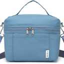 NOL Natural Organic Lifestyle Insulated Lunch Bags for Women Cooler Bag Lightweight Nylon Waterproof Lunch Box For Work (Medium(normal), Dusty blue)