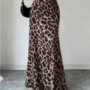 Women's Cheetah Graphic Long Skirt Elastic Waisted Party Maxi Skirts (L)