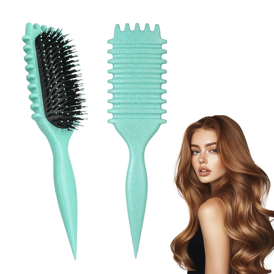 Curl Defining Hair Brush, 2025 Flash Hair Styling Brush for Curly Hair, Shaping & Defining Curls for WomenGreen)