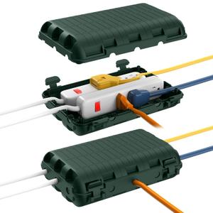 Outdoor Waterproof Electrical Box, 2 Pack Large Extension Cord Cover Protector Plug Connection Cable Safety Box IP54 Water-Resistant for Power Strip, Holiday Light and Decorations, Green