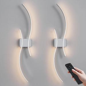 Battery Operated Wall Sconces Set of Two with Remote Control, Battery Wall Light, Stepless Colors 3000K-6000K & Dimming, Chrome Rechargeable Wall Sconces for Living Room, Hallway, Bedroom, 39.3 Inch