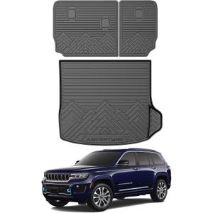 Mixsuper Cargo Liner for Jeep Grand Cherokee 2022-2026, All Weather TPE Trunk Cargo Mat with Backrest Protectors Compatible with Grand Cherokee & 4xe (Not for Grand Cherokee L/WK)