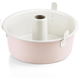 HONGBAKE Nonstick Angel Food Cake Pan with Removable Bottom, 10 Inch Tube Pound Cake Pans for Baking Chiffon Cake, 16-Cup, Heavy Duty, Pink
