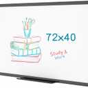 VIZ-PRO Magnetic Dry Erase White Board, 72 X 40 Inches, Black Aluminium Frame
