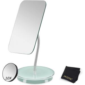 Desk Makeup Mirror with 1x/10x Magnification,360 Rotation Flexible Gooseneck Mirror with Stand,Tabletop Cosmetic Mirror,Good for Shower Shaving Traveling-Green