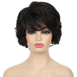 Kaneles Short Black Curly Wavy Wigs for Women Natural Looking Synthetic Halloween Hair Wig