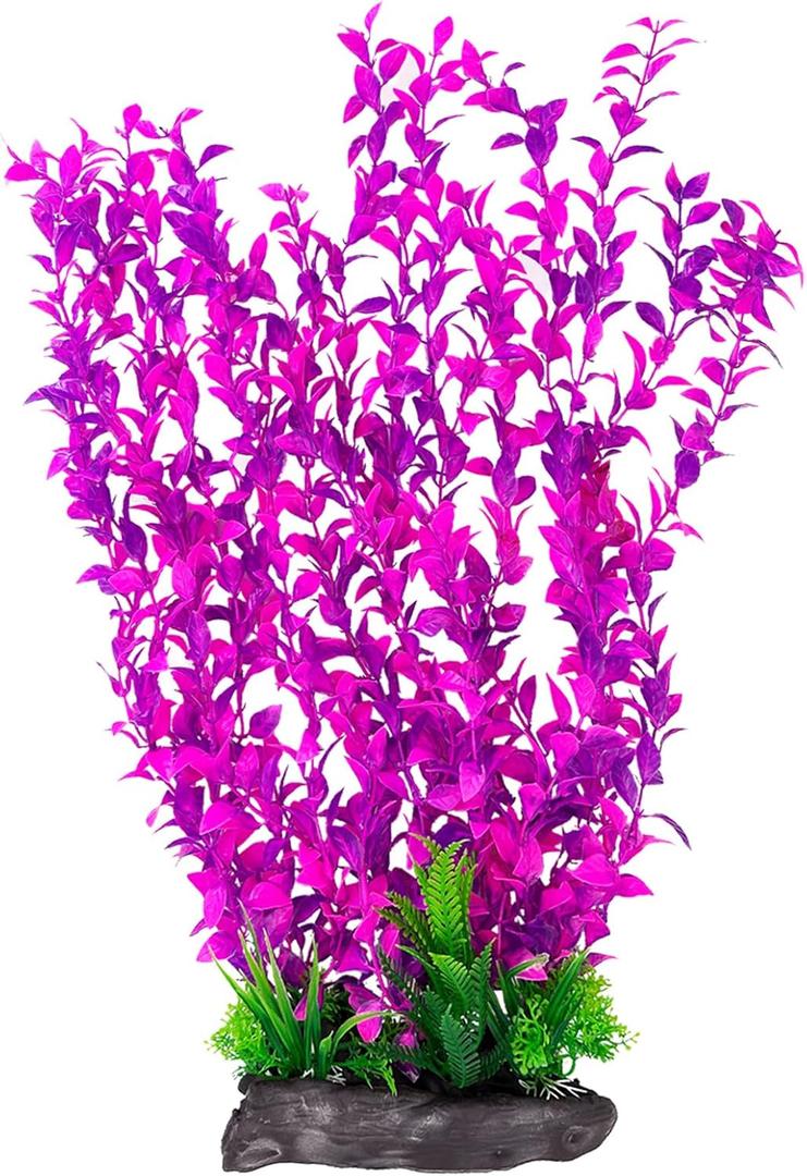 Hamiledyi Aquarium Plastic Plants Aquarium Decor Artificial Fish Tank Plants,Tall Fish Tank Decorations, Extra Large Aquarium Plant 20.4-inch Tall, 1PCS