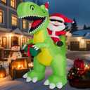 ININ 8FT Christmas Inflatables Santa Claus Riding Dinosaur Decorations Outdoor,Christmas Blow Up Santa Claus Yard Decorations Built-in LED Lights,Holiday Party Decor,for Yard/Lawn/Garden.