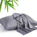 BEDELITE Cooling Pillow Cases for Hot Sleepers & Night Sweats, Rayon Derived from Bamboo, Grey Pillow Cases Queen Size of 2, Breathable and Silky Soft Envelope Pillowcases (20"x30")