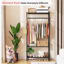 Clothing Rack for Hanging Clothes with 3 Shelves for Luggage Box Storage, Freestanding Mini Garment Rack 30" x 12" x 62",Black