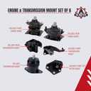 Engine Motor and Transmission Mount Set of 6 - Fits Honda Accord 2003-2007 2.4L Automatic Trans - Replaces A4526HY, A4517, A4509, A4542, A4516, A4510 - Front, Right, Rear, Upper Mounts